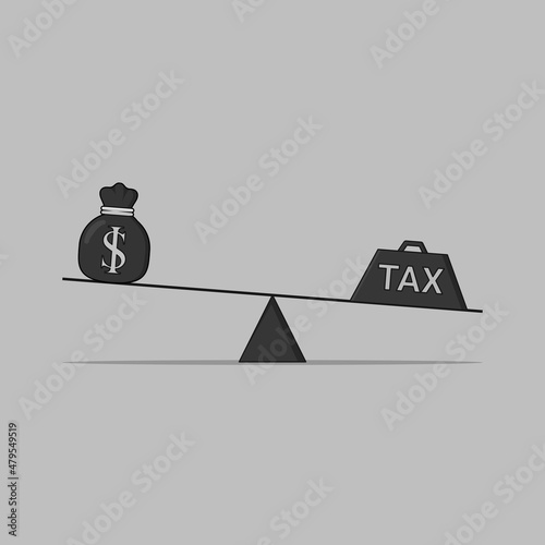 Money bag and balance illustration.