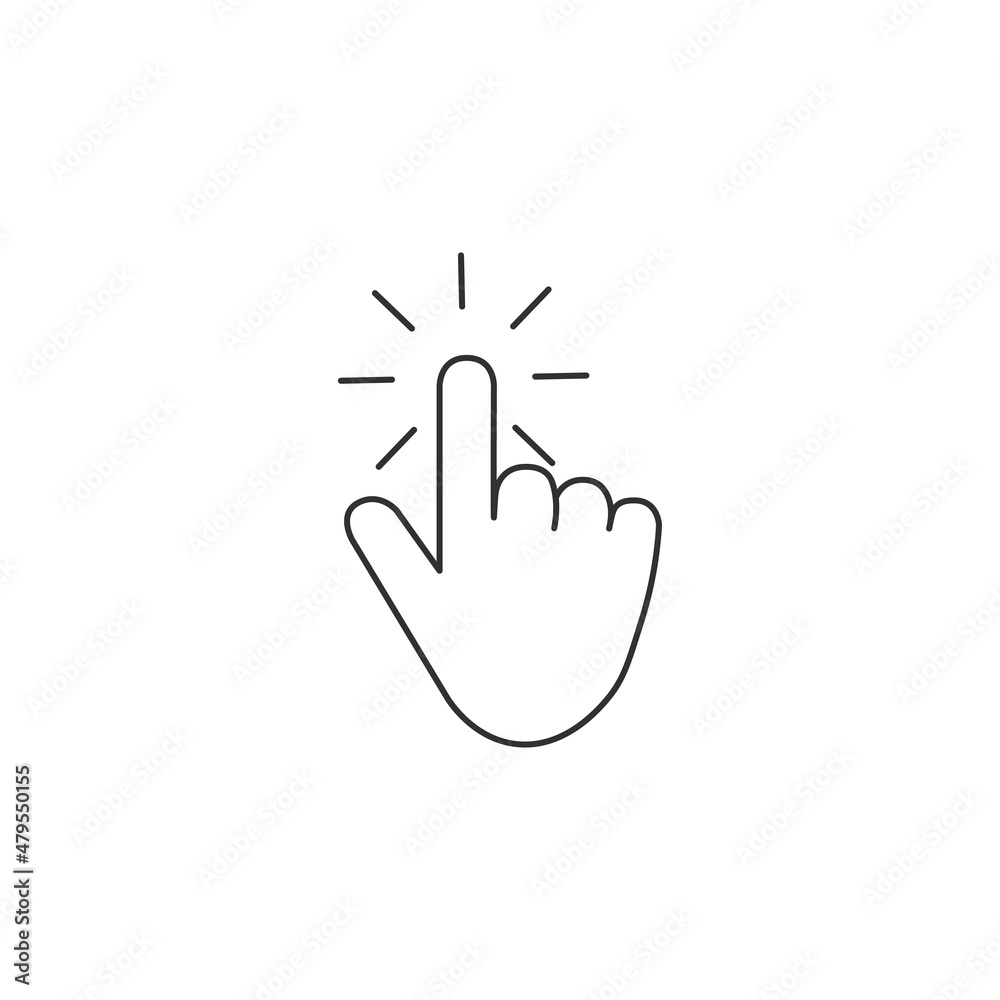 Clicking finger icon, hand pointer vector. Press web icon in linear style. Editable stroke. Stock vector illustration isolated on white background Clicking finger icon, hand pointer vector. Press web icon in linear style. Editable stroke. Stock vector illustration isolated on white background