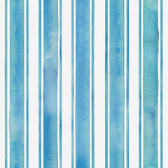 Deken met foto Vormen patronen Watercolor teal blue stripes on white background. Black and white striped seamless pattern  © Olga