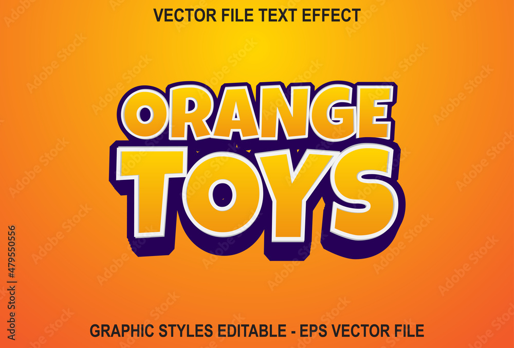 toy text effect with orange gradient background. design for the brand.