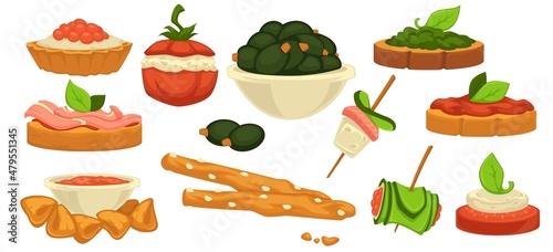 Snacks and appetizers, seaweed and bread canape