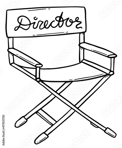 Vector illustration of director's chair. Scribble. Doodle. Cinema. on white background