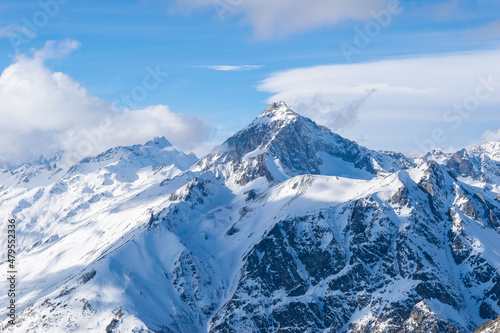 Wonderful mountains with snow in winter