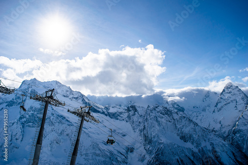 A cable car in the mountains