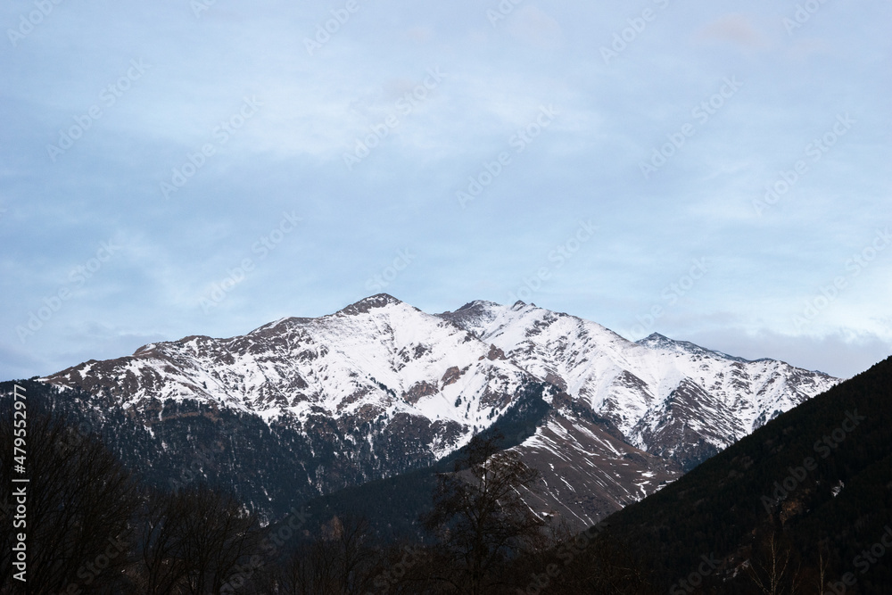 Wonderful mountains with snow in winter
