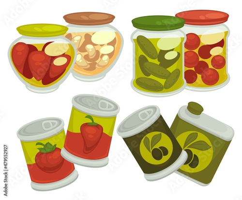 Marinated cucumbers and tomatoes, peppers vector