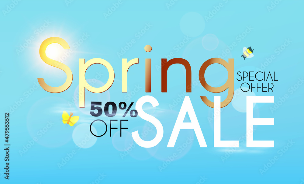 Spring sale poster template with bokeh effect. Season offer. Spring sale poster template with bokeh effect. Season offer.