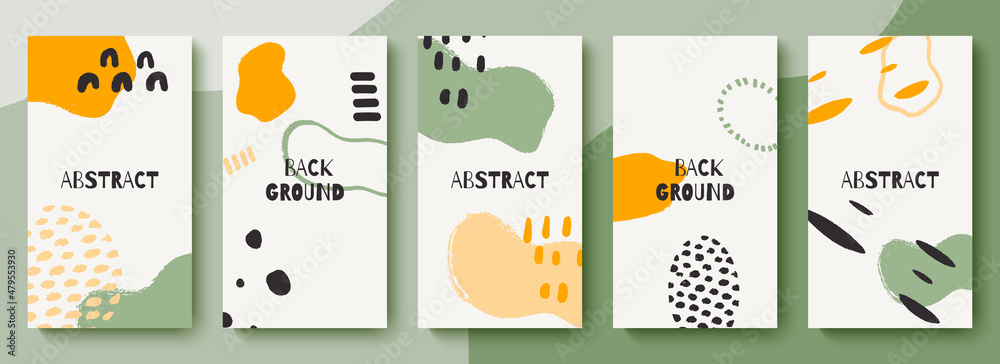 Trendy set of templates for social media. Abstract background for social media stories. Editable vector illustration.