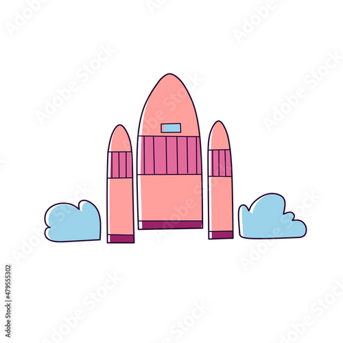 Rocket doodle drawing, Vector sketch illustration.