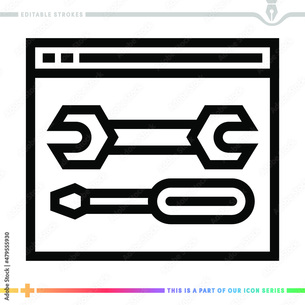 Line icon for browser support illustrations with editable strokes. This vector graphic has customizable stroke width. Line icon for browser support illustrations with editable strokes. This vector graphic has customizable stroke width.