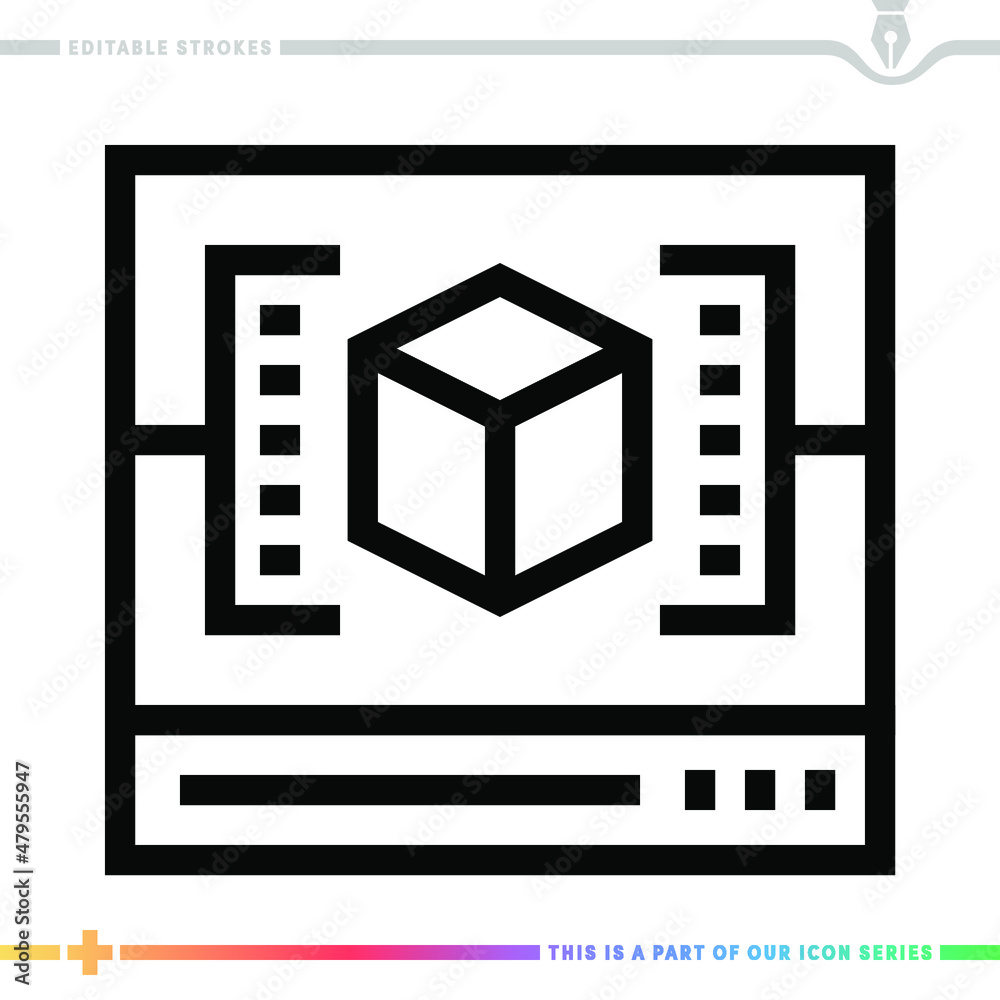 Line icon for 3d model scan illustrations with editable strokes. This vector graphic has customizable stroke width. Line icon for 3d model scan illustrations with editable strokes. This vector graphic has customizable stroke width.