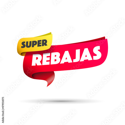 Super Offer Spanish Shopping Vector Label