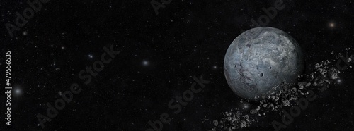 Eris (minor-planet designation 136199 Eris) is the most massive and second-largest known dwarf planet in the Solar System. 3d illustration