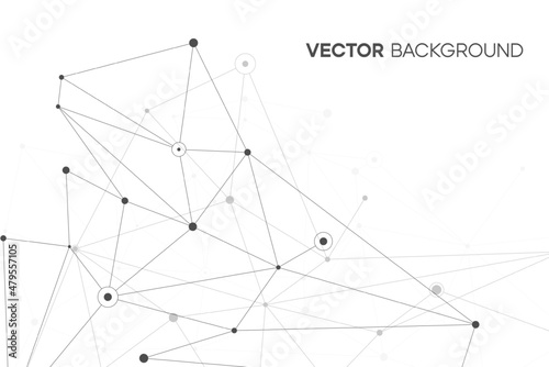 Technology data concept. Vector network background with plexus line and node. Abstract geometric fractal connection with minimal texture for web