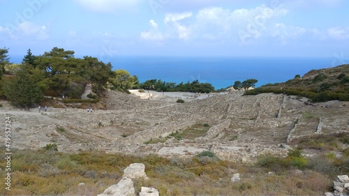 view of the coast of the sea Rhodos Greece