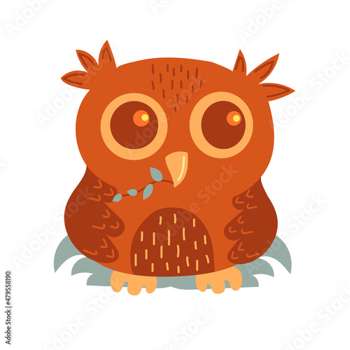 Hand drawn owlHand drawn owl, vector illustration in flat doodle style. Decorative bird isolated on white background photo