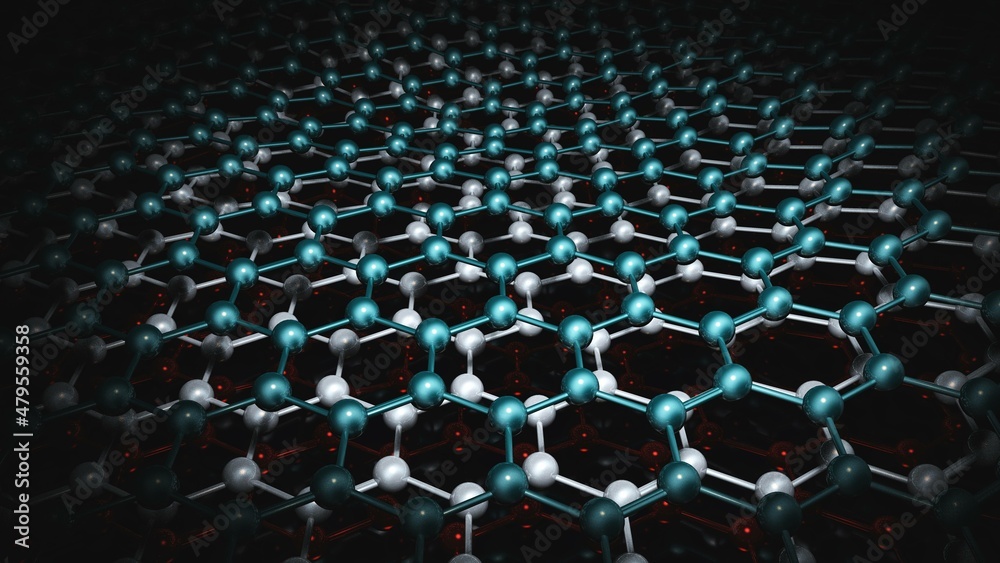 Naklejka premium Nanotechnology carbon material, graphene structure, nanotubes, 3D rendering