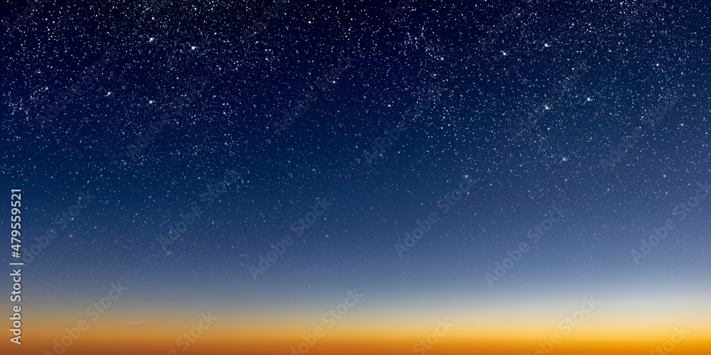 a beautiful dawn of the sun with stars, gradient from blue to red - obrazy, fototapety, plakaty 