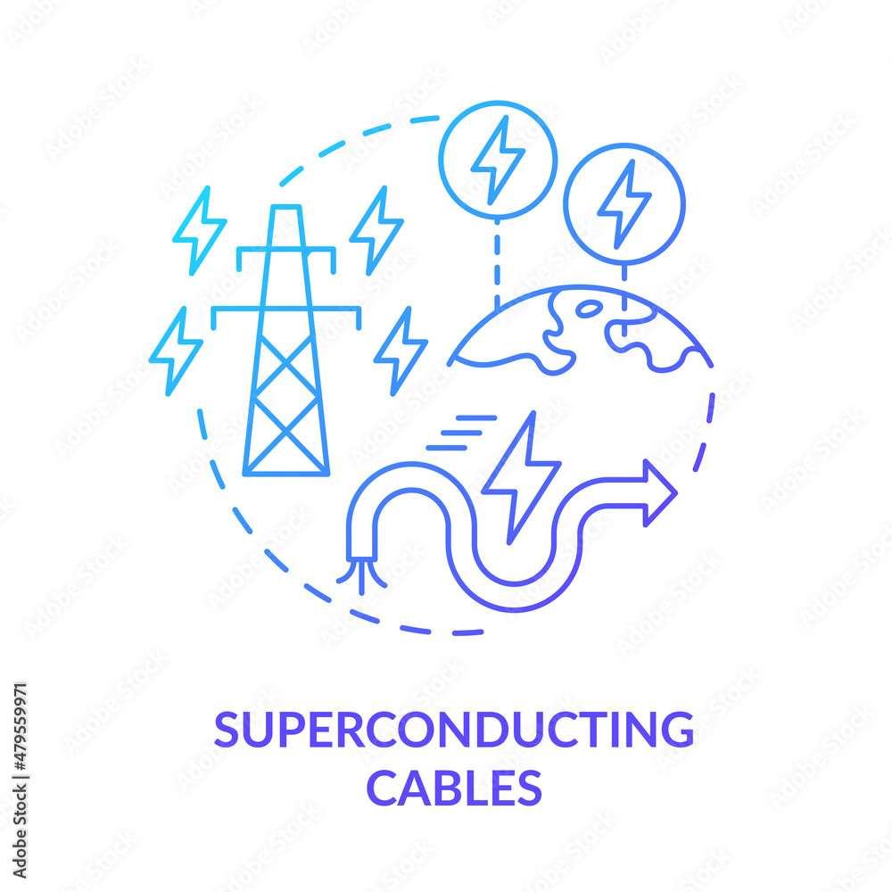 Superconducting cables blue gradient concept icon. Smart grid equipment component abstract idea thin line illustration. Isolated outline drawing. Roboto-Medium, Myriad Pro-Bold fonts used Superconducting cables blue gradient concept icon. Smart grid equipment component abstract idea thin line illustration. Isolated outline drawing. Roboto-Medium, Myriad Pro-Bold fonts used