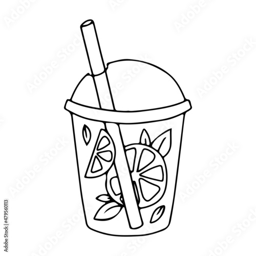 Summer cocktail made from berries and fruits. A glass with a drink. Vacation accessories. Vector illustration isolated on a white background.