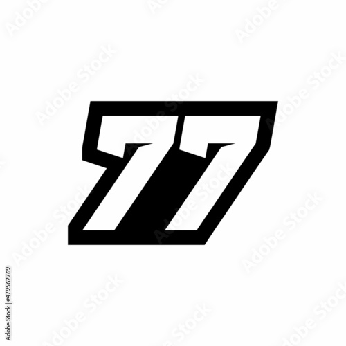 Racing number 77 logo design Stock Vector