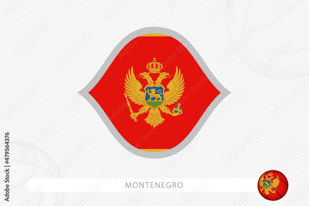 Montenegro flag for basketball competition on gray basketball background. Montenegro flag for basketball competition on gray basketball background.