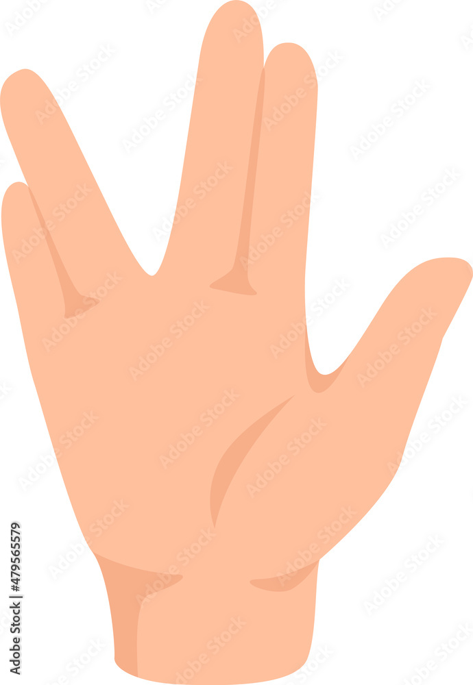 Human arm gesture, separate fingers in form V. Vector hand finger gesture isolated illustration Human arm gesture, separate fingers in form V. Vector hand finger gesture isolated illustration