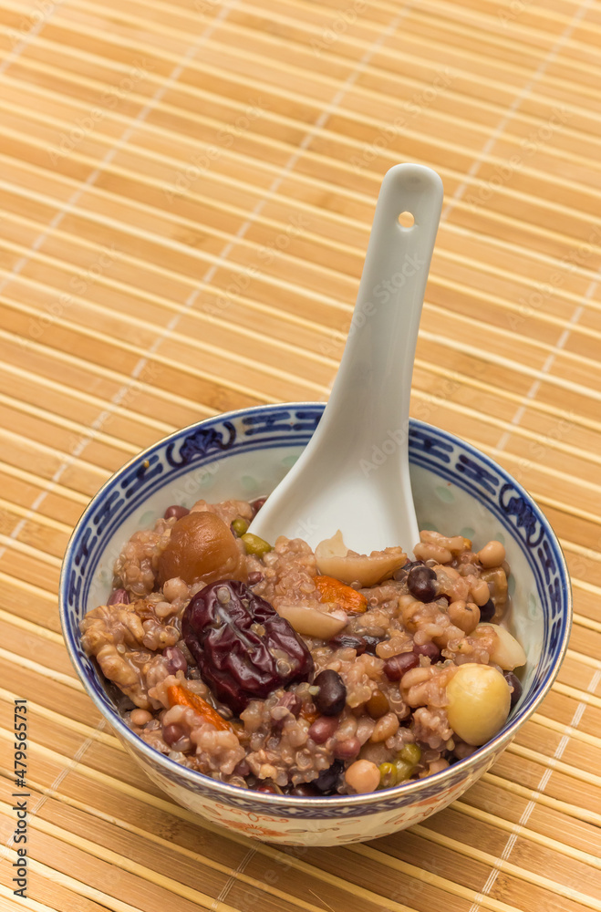 Bowl of chinese laba zhou porridge - obrazy, fototapety, plakaty 