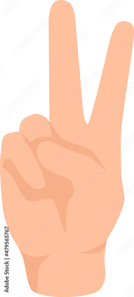 Two finger or symbol peace isolated on white. Vector hand two finger, symbol v up, signal peaceful gesturing illustration Two finger or symbol peace isolated on white. Vector hand two finger, symbol v up, signal peaceful gesturing illustration