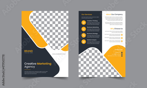 Double sided Corporate business flyer  template. A4 flyer template Vector illustration. For marketing, business proposal, promotion, advertise, publication, cover page