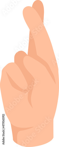 Cross fingers hand gesture, human arm isolated. Vector gesture arm promise, cross false or cheat, communication symbol illustration