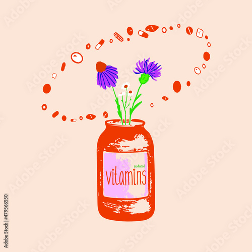 illustration for advertising natural organic biologically active food supplements