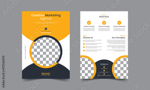 Double sided creative modern professional double sided business flyer or corporate brochure design template 