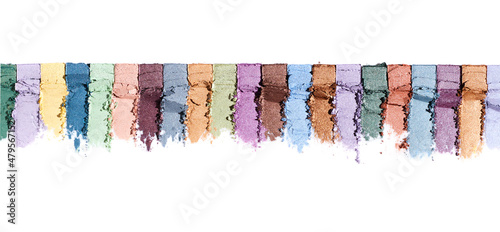 Canvas Print Eye shadow smudges different colors isolated on white background