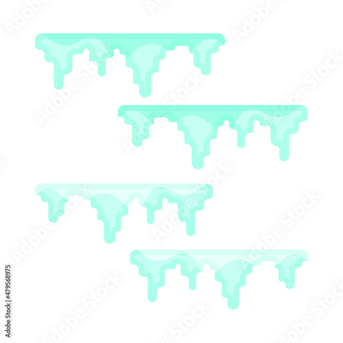 Icicles hanging from the roof. Ready element for design. Vector illustration in a flat style. EPS10