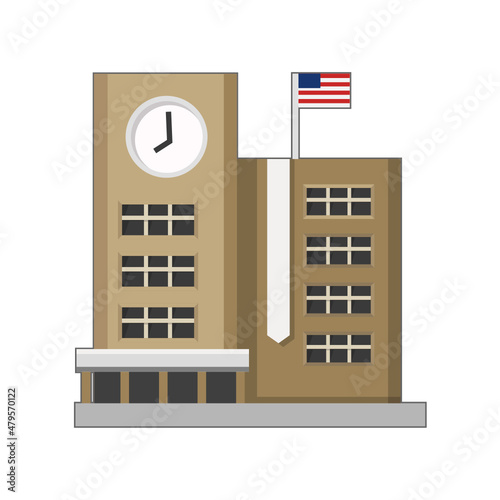 Simple school collage or university flat icon isolated on white background, building or places concept sign and symbol vector illustration.