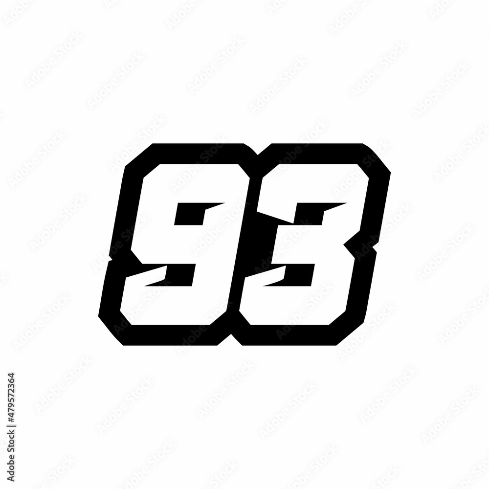 Racing number 93 logo design Stock Vector