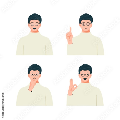 さまざまな表情の男性のイラストセット
