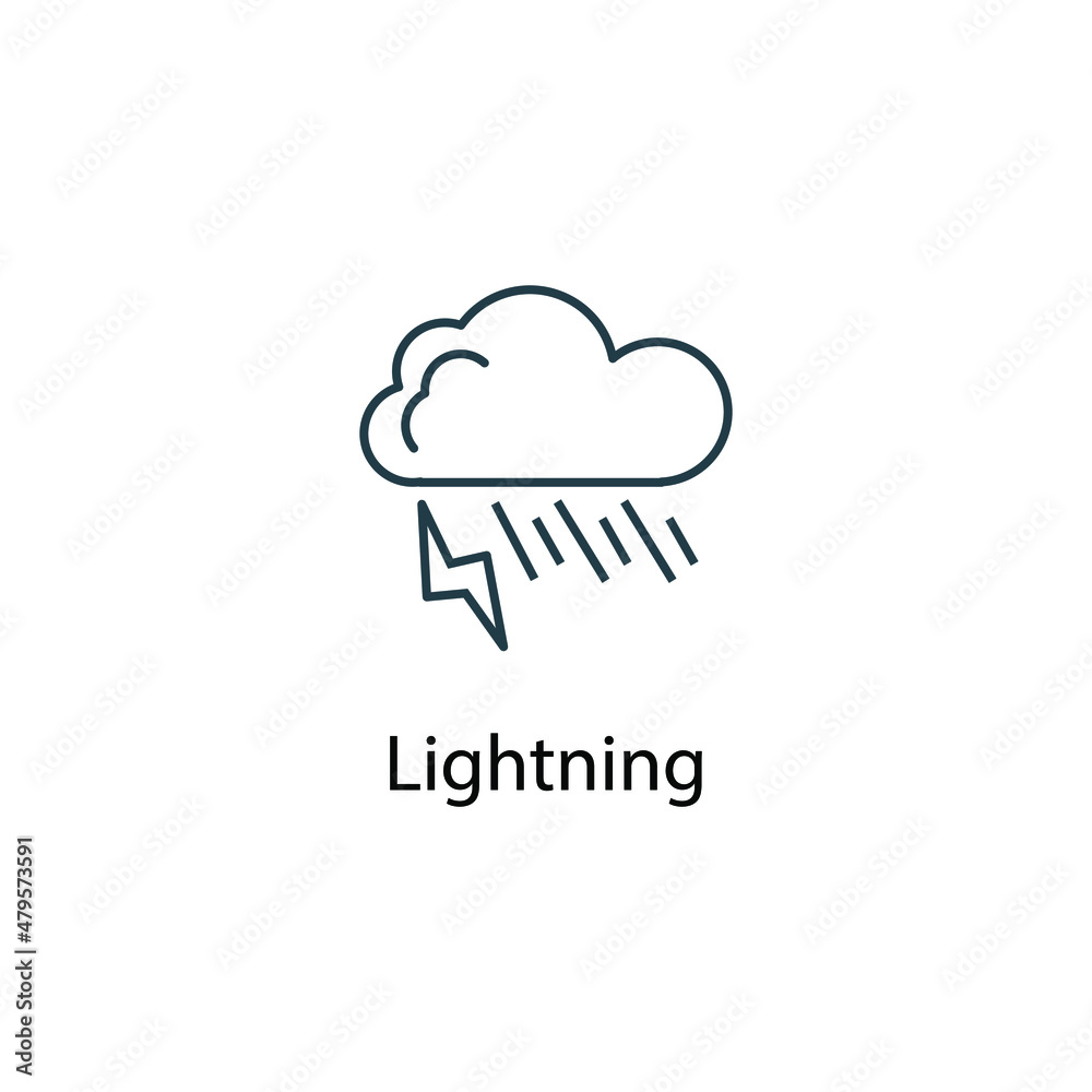 Lightning icon thin line stock illustration. Weather forecast line icon, isolated on white background, weather stroked symbol. Lightning icon thin line stock illustration. Weather forecast line icon, isolated on white background, weather stroked symbol.