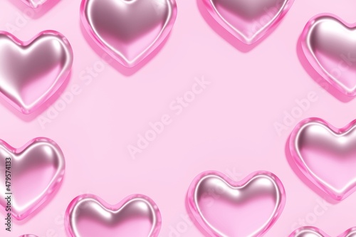 3d render of pastel pink heart on a pink background monochrome minimalist frame