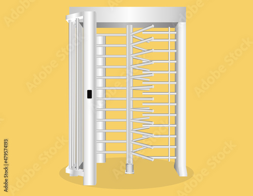 Full height turnstile single lane. security gates vector illustration