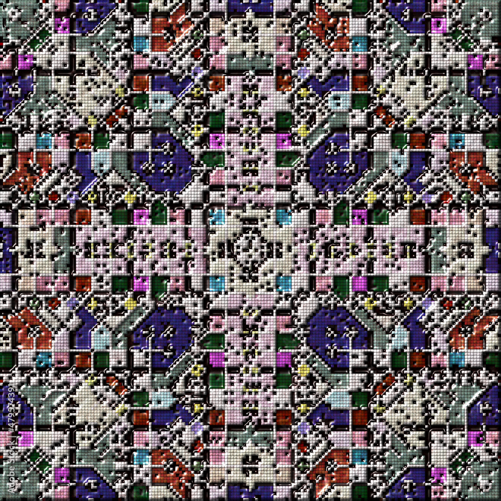 abstract art, mosaic pattern, symmetric and geometric shapes abstract art, mosaic pattern, symmetric and geometric shapes