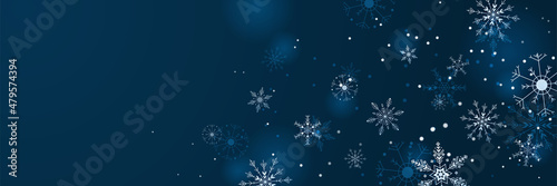 Winter Dark Blue Snowflake design template banner