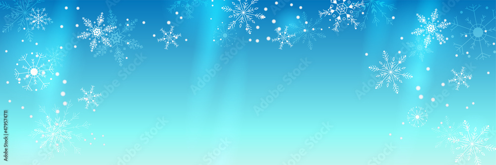 Winter Cool Blue Snowflake design template banner Winter Cool Blue Snowflake design template banner