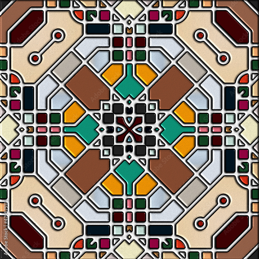 abstract art, mosaic pattern, symmetric and geometric shapes