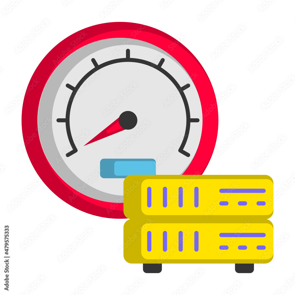 Server Performance measurement Concept, peak response time Vector Color Icon Design, Big data Symbol, Business intelligence Sign,Web hosting and Data Center Stock Illustration