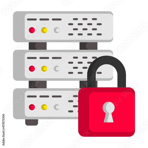 Self Defense Server Concept, Personalized Secured machine Vector Color Icon Design, Big data Symbol, Business intelligence Sign,Web hosting and Data Center Stock Illustration