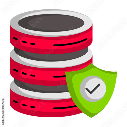 Data Insurance Concept, db security Vector Color Icon Design, Big data Symbol, Business intelligence Sign,Web hosting and Data Center Stock Illustration