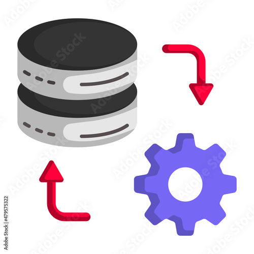 Database Maintenance Concept, IT operations analytics Vector Color Icon Design, Big data Symbol, Business intelligence Sign,Web hosting and Data Center Stock Illustration