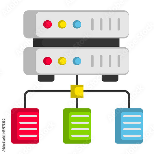 OLAP data cubes Concept, Clustered file system Vector Color Icon Design, Big data Symbol, Business intelligence Sign,Web hosting and Data Center Stock Illustration